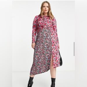 River Island Plus Spliced Floral Midi Dress